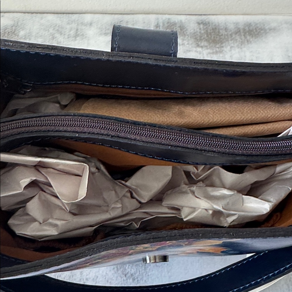 Patricia Nash Irving Bucket Crossbody Bag Distress Le Fleur Leather Black Blue - Picture 11 of 13